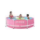 Intex Piscina Metal Frame Rotonda Rosa, con Pompa Filtro 1250 L/h, 244x76 cm