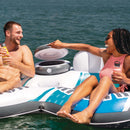 Intex Ciambella Gonfiabile Mare River Run Doppia, 2 posti, con mini frigo, PVC, Azzurro, 243x157 cm