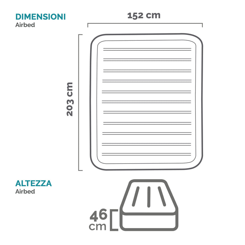 Intex Materasso Gonfiabile Dura-Beam PremAire Matrimoniale Autogonfiante, 152x203x46 cm