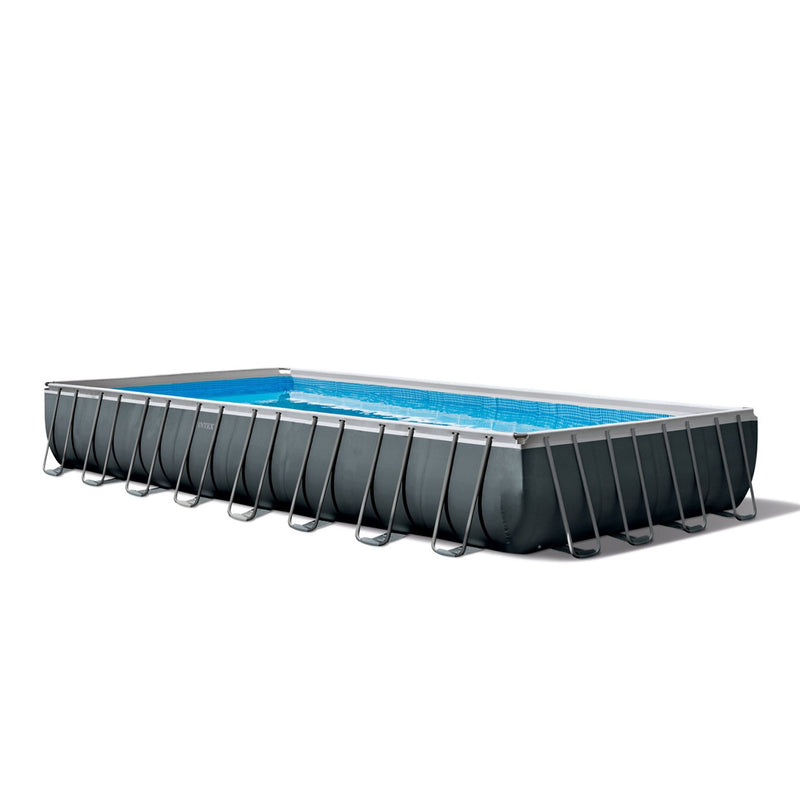 Intex Piscina Ultra XTR Frame rettangolare, Kit Deluxe e Set Volley, 975x488x132 cm