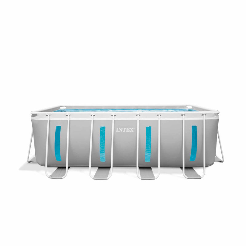 Intex Piscina Fuori Terra Prisma Frame Clearview Rettangolare, Pompa Filtro, Scaletta, Teli, 400x200x122 cm