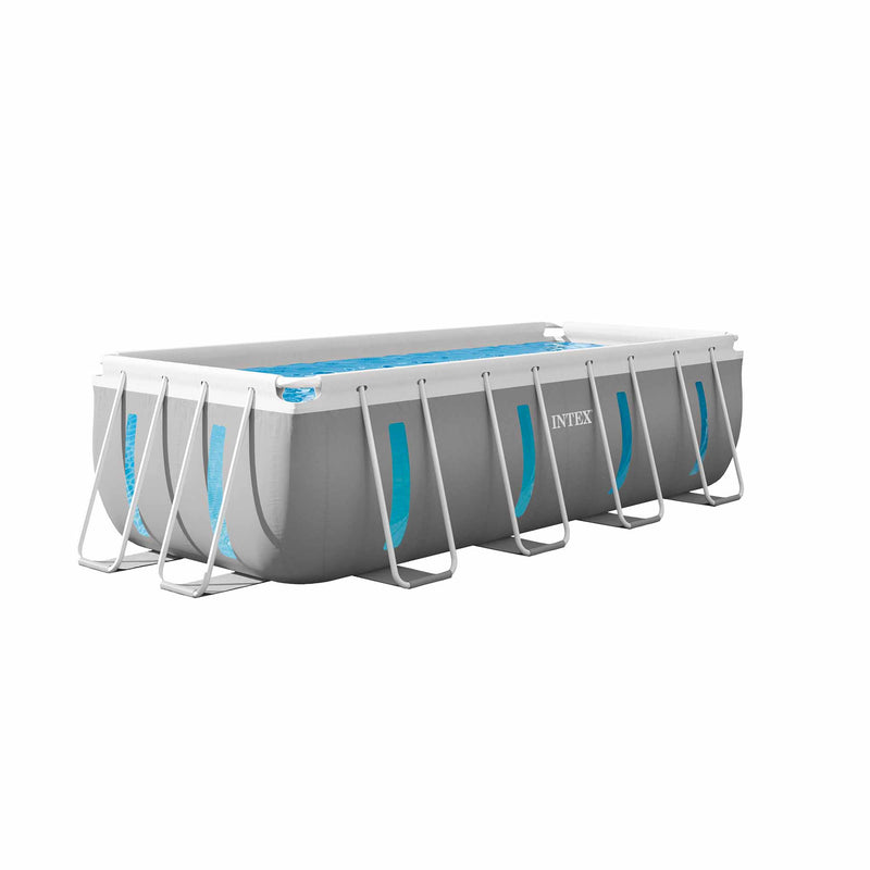 Intex Piscina Fuori Terra Prisma Frame Clearview Rettangolare, Pompa Filtro, Scaletta, Teli, 400x200x122 cm