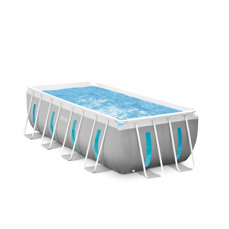 Intex Piscina Fuori Terra Prisma Frame Clearview Rettangolare, Pompa Filtro, Scaletta, Teli, 400x200x122 cm