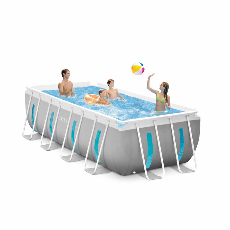 Intex Piscina Fuori Terra Prisma Frame Clearview Rettangolare, Pompa Filtro, Scaletta, Teli, 400x200x122 cm