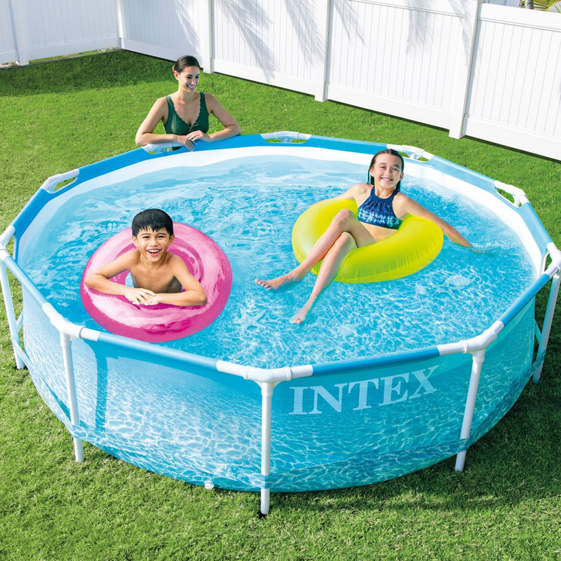 Intex Piscina Metal Frame Beachside Rotonda con Pompa Filtro, 305x76 cm