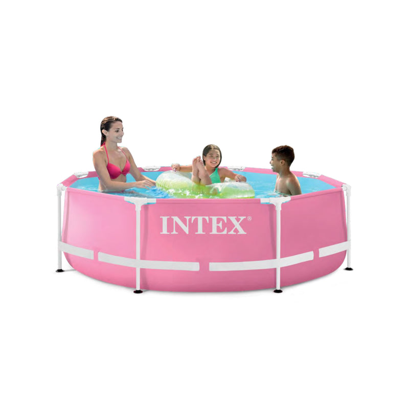 Intex Piscina Metal Frame Rotonda Rosa, con Pompa Filtro 1250 L/h, 244x76 cm