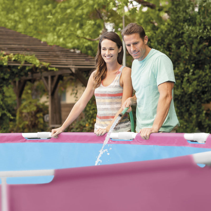 Intex Piscina Metal Frame Rotonda Rosa, con Pompa Filtro 1250 L/h, 244x76 cm