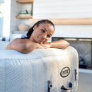 Elba Pro - Intex PureSpa Vasca Idromassaggio Gonfiabile Chevron Deluxe Quadrata, 4 posti, 140 Getti, Riscaldatore, PVC, Multicolore, 175x175x71 cm