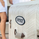 Elba Pro - Intex PureSpa Vasca Idromassaggio Gonfiabile Chevron Deluxe Quadrata, 4 posti, 140 Getti, Riscaldatore, PVC, Multicolore, 175x175x71 cm