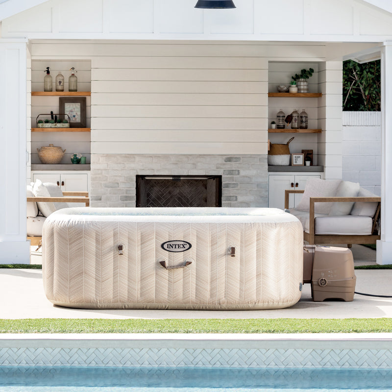 Intex Idromassaggio Gonfiabile Quadrato PureSpa Chevron Deluxe, 6 Posti, 170 Getti, PVC, Multicolore, 196x196x71 cm