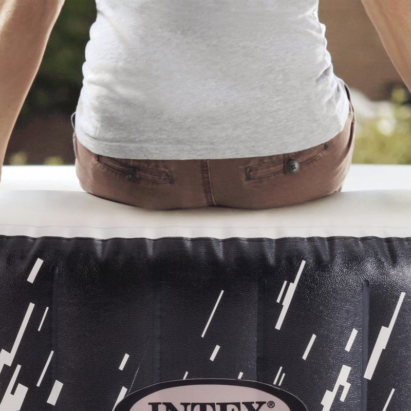 Sardegna Pro - Intex SPA PureSpa Bubble Glow Deluxe Idromassaggio Gonfiabile, Rotonda, 4 posti, PVC, con Illuminazione LED, 140 Getti e Accessori, Nero, ⌀ 196x71 cm