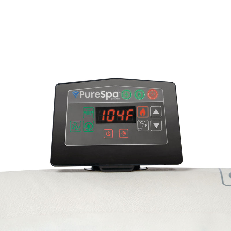 Sardegna Pro - Intex SPA PureSpa Bubble Glow Deluxe Idromassaggio Gonfiabile, Rotonda, 4 posti, PVC, con Illuminazione LED, 140 Getti e Accessori, Nero, ⌀ 196x71 cm