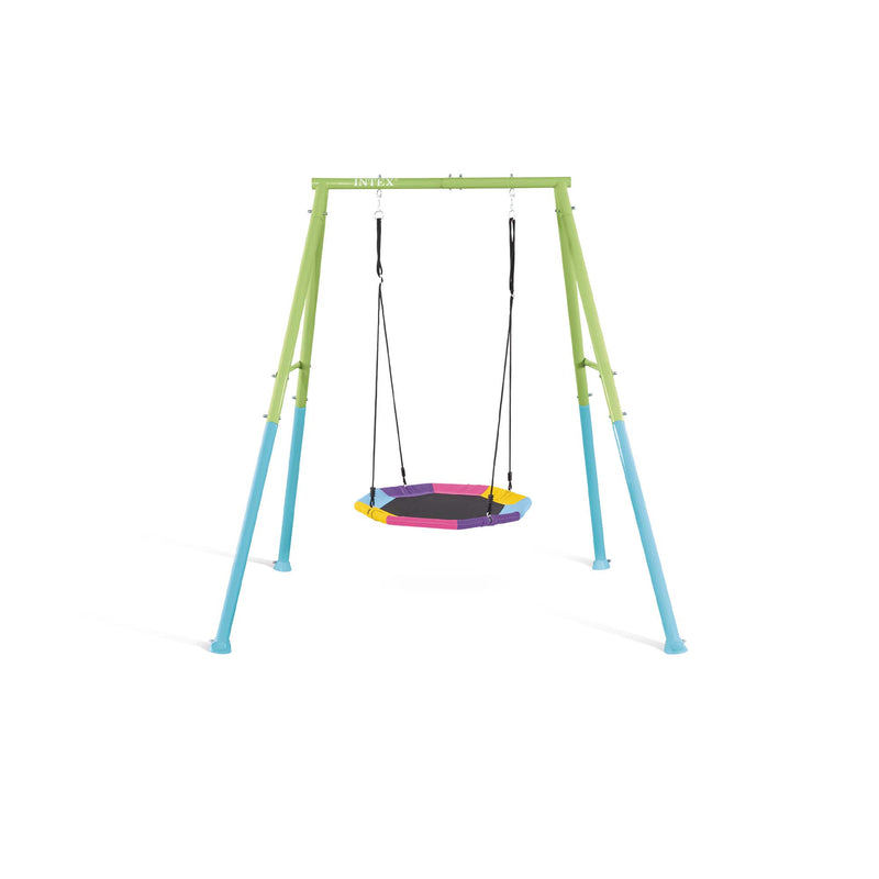 Intex Altalena con Dondolo Nido Ottagonale, Acciaio, Verde e Azzurro, 201x235x200 cm
