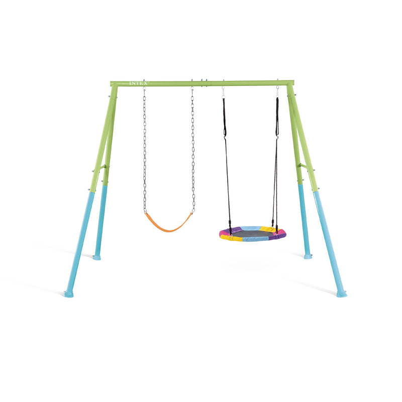 Intex Altalena con Seggiolino e Dondolo Nido, Acciaio, Verde e Azzurro, 254x235x200 cm