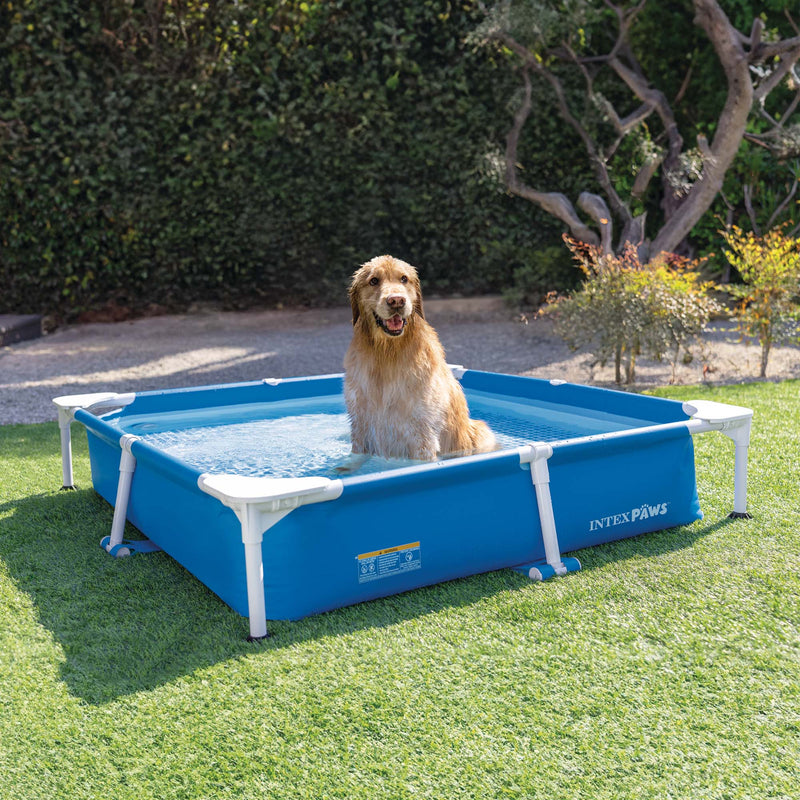 Intex Piscina Fuori Terra Quadrata per Cani, con Pompa Filtro, 152x152x30 cm