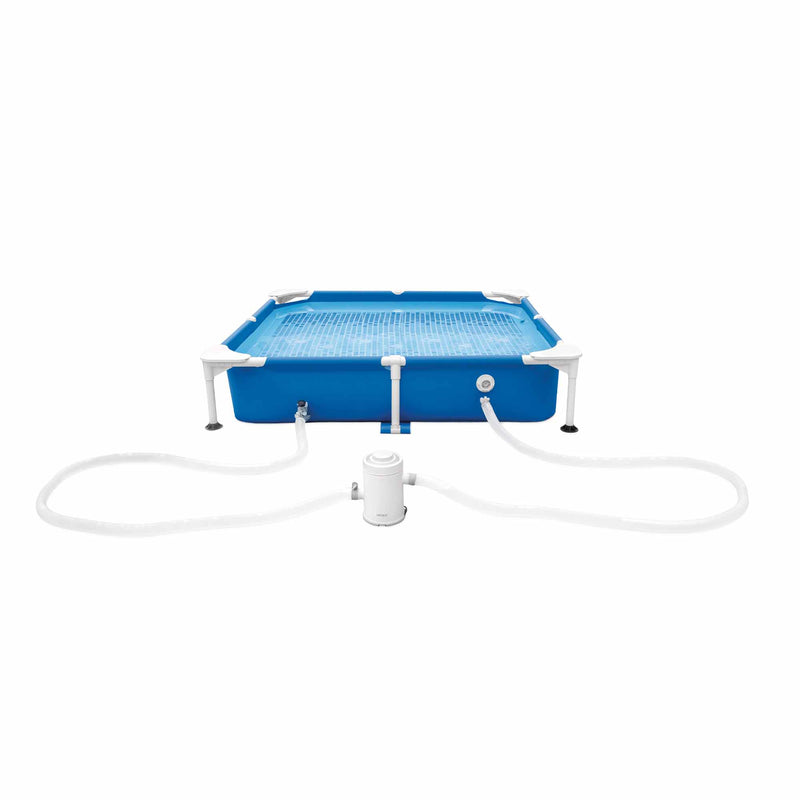 Intex Piscina Fuori Terra Quadrata per Cani, con Pompa Filtro, 152x152x30 cm