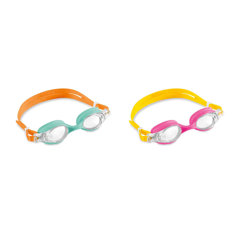 Intex Occhialini Nuoto Kids, 2 pezzi, Lenti in Policarbonato, Silicone, Multicolore, 3-8 anni