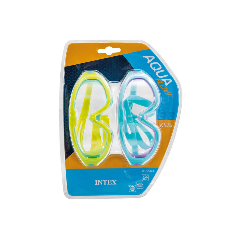Intex Maschere Nuoto Kids, 2 pezzi, Lenti in Policarbonato, Silicone, Multicolore, 3-8 anni