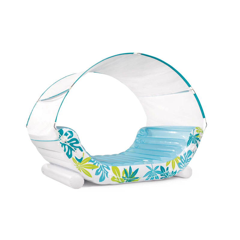 Intex Materassino Lounge Mare Gonfiabile Tropical, con Tettoia Parasole Removibile, 224x150x165
