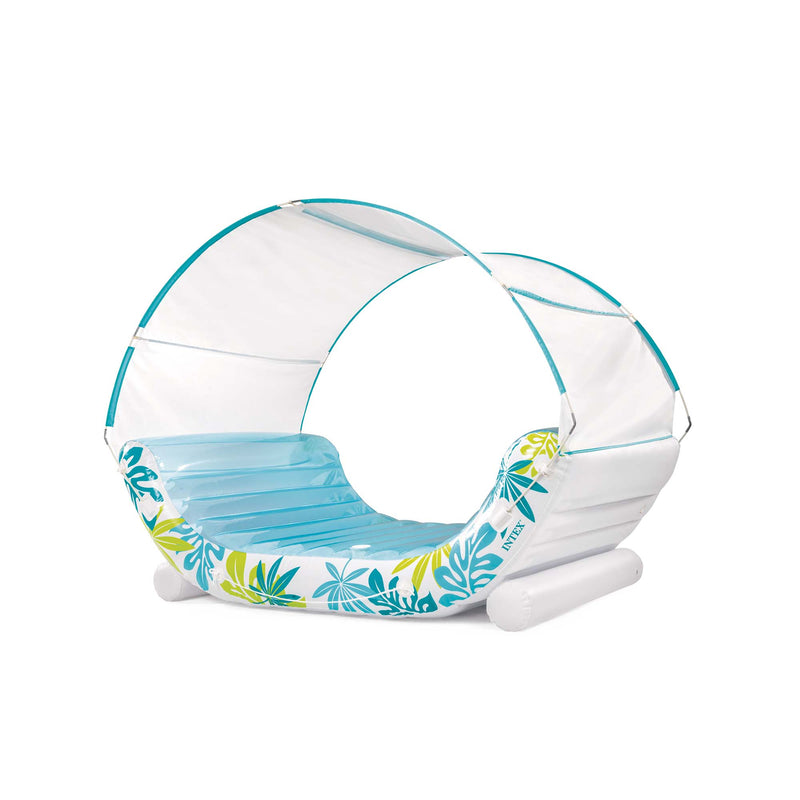 Intex Materassino Lounge Mare Gonfiabile Tropical, con Tettoia Parasole Removibile, 224x150x165