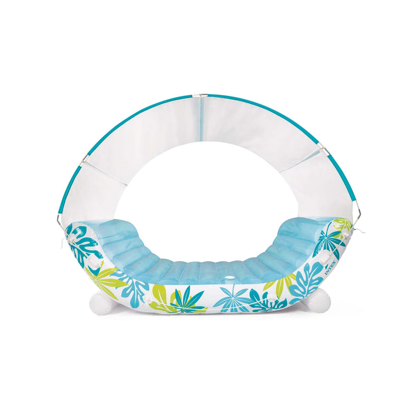 Intex Materassino Lounge Mare Gonfiabile Tropical, con Tettoia Parasole Removibile, 224x150x165