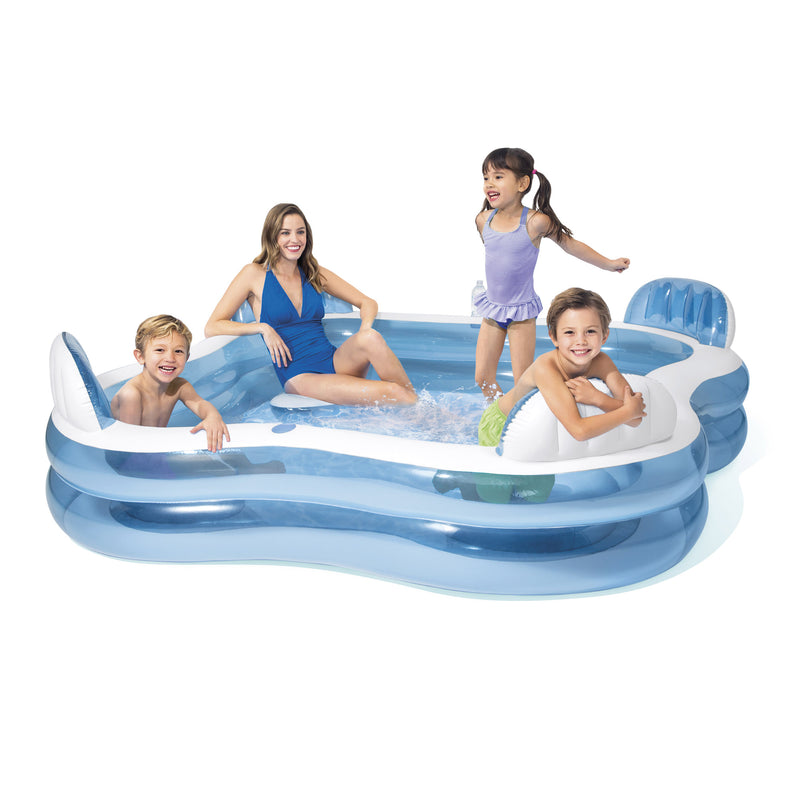 Intex Piscina Gonfiabile Family Quadrata, con Quattro Sedili, 229x229x66 cm
