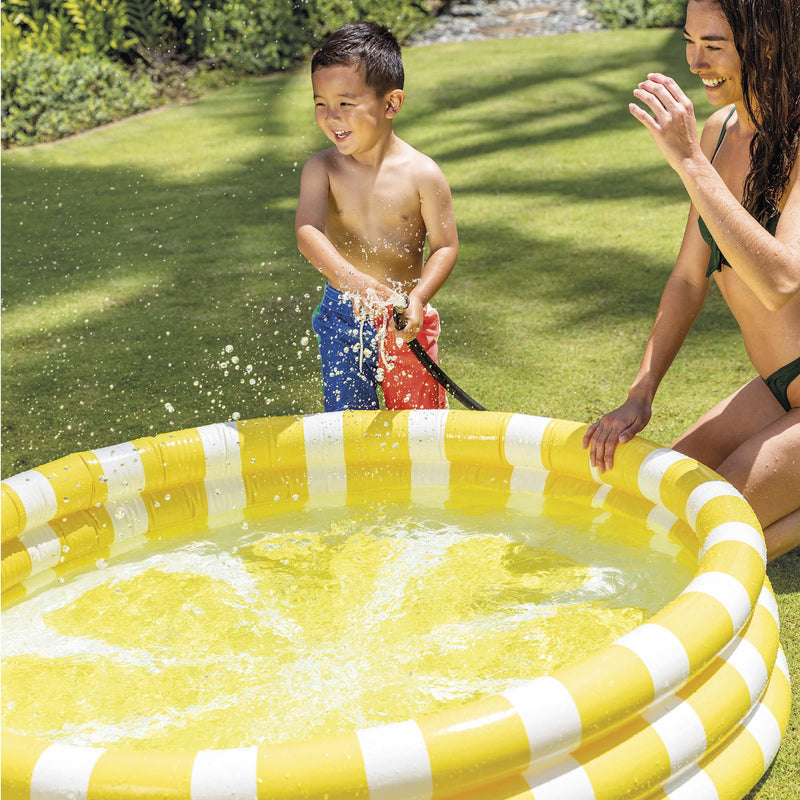 Intex Piscina Gonfiabile Rotonda Limone, Tre Anelli, PVC, Multicolore, 147x33 cm