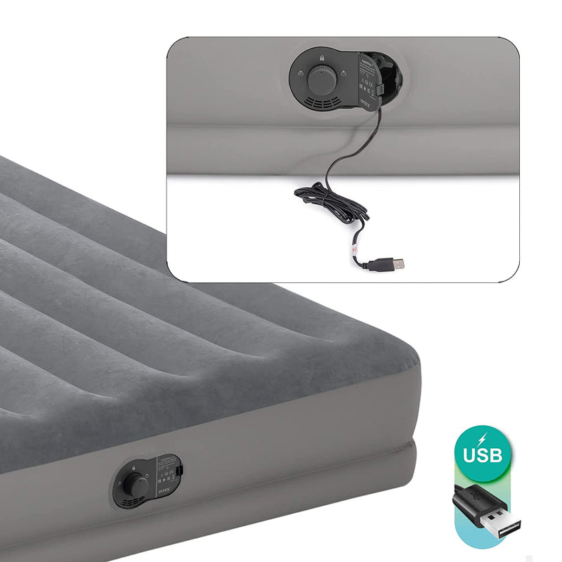 Intex Materasso Gonfiabile Dura-Beam Prestige Mid-Rise Matrimoniale, con Pompa USB incorporata, 152x203x30 cm
