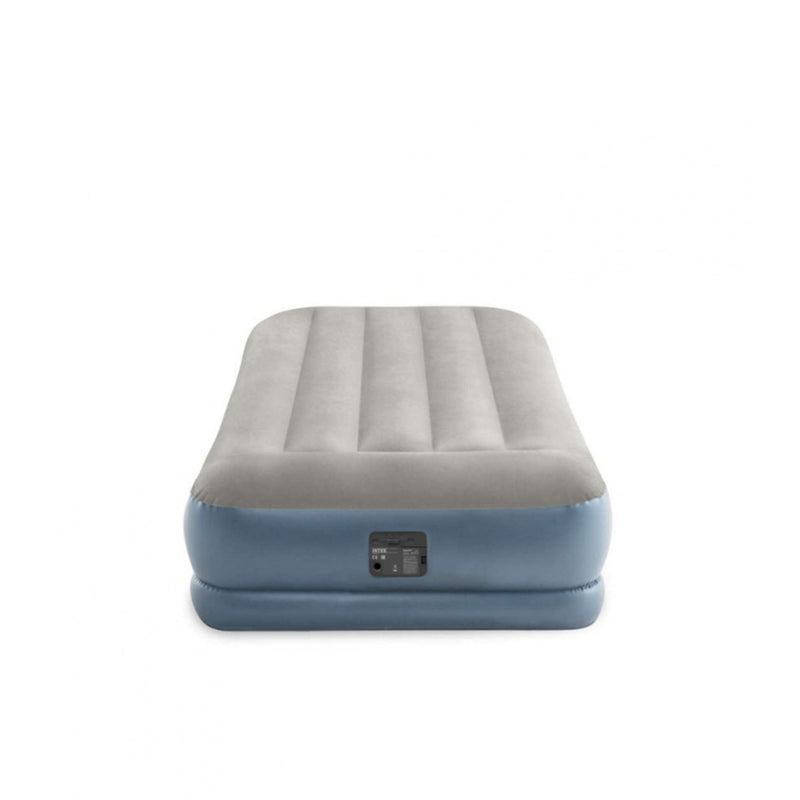 Intex Materasso Dura-Beam Pillow Rest Mid-Rise Singolo, con Pompa Elettrica Incorporata, PVC, Grigio, 99x191x30 cm