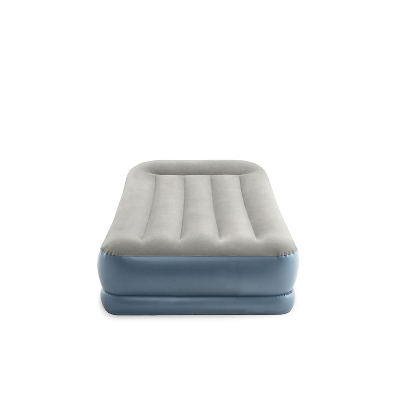 Intex Materasso Dura-Beam Pillow Rest Mid-Rise Singolo, con Pompa Elettrica Incorporata, PVC, Grigio, 99x191x30 cm