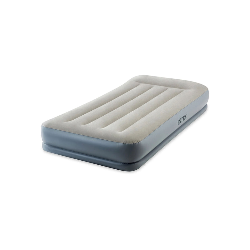 Intex Materasso Dura-Beam Pillow Rest Mid-Rise Singolo, con Pompa Elettrica Incorporata, PVC, Grigio, 99x191x30 cm