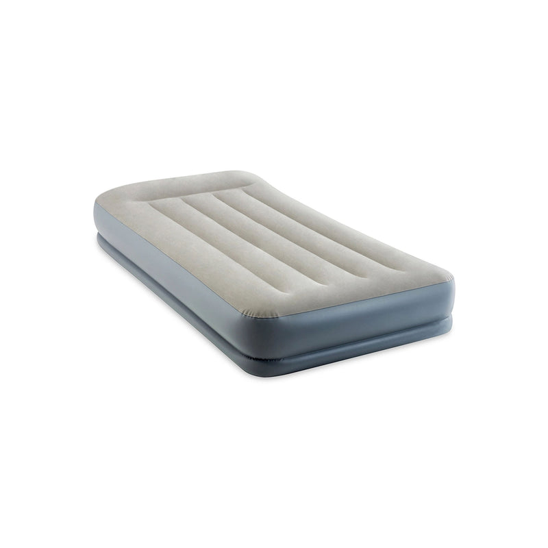 Intex Materasso Dura-Beam Pillow Rest Mid-Rise Singolo, con Pompa Elettrica Incorporata, PVC, Grigio, 99x191x30 cm