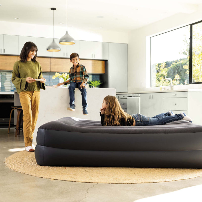 Intex Materasso Dura-Beam Pillow Rest Raised Matrimoniale, con Pompa Elettrica Incorporata, 152x203x42 cm