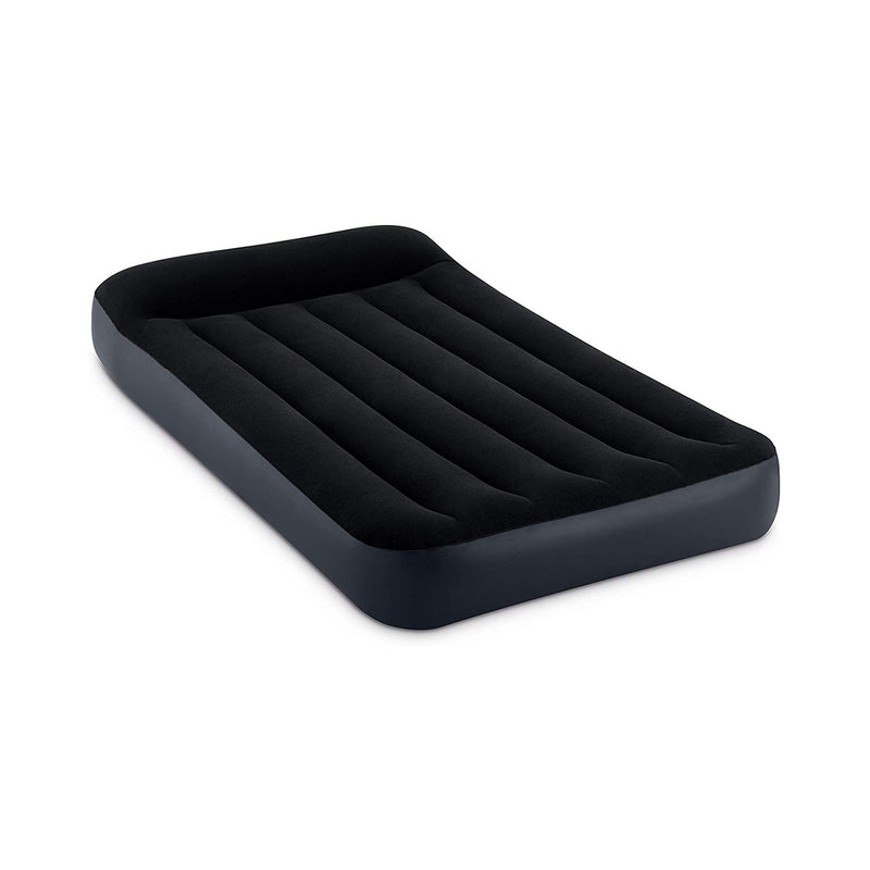 Intex Materasso Gonfiabile Dura-Beam Pillow Rest Singolo, con Pompa Elettrica Incorporata, PVC, Nero, 99x191x25 cm