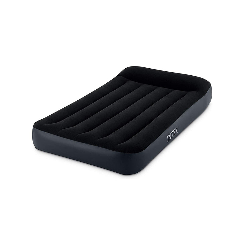 Intex Materasso Gonfiabile Dura-Beam Pillow Rest Singolo, con Pompa Elettrica Incorporata, PVC, Nero, 99x191x25 cm