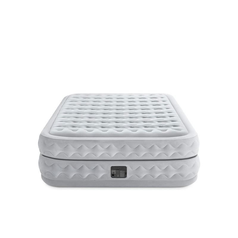 Intex Materasso Gonfiabile Dura-Beam Supreme Air-Flow, con Pompa Elettrica Incorporata, PVC, Bianco, 152x203x51 cm