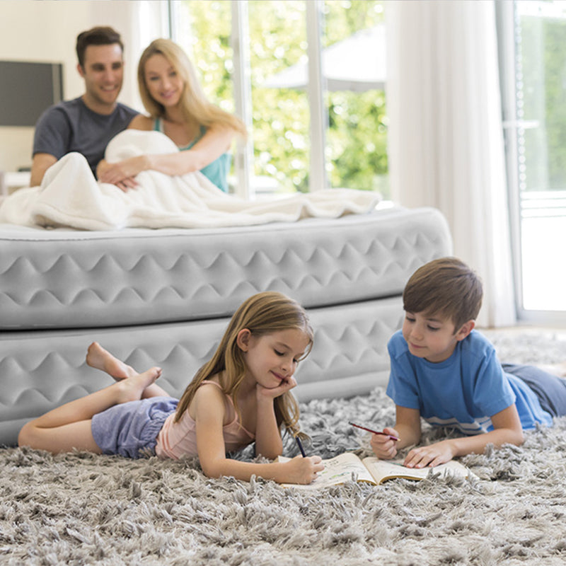 Intex Materasso Gonfiabile Dura-Beam Supreme Air-Flow, con Pompa Elettrica Incorporata, PVC, Bianco, 152x203x51 cm