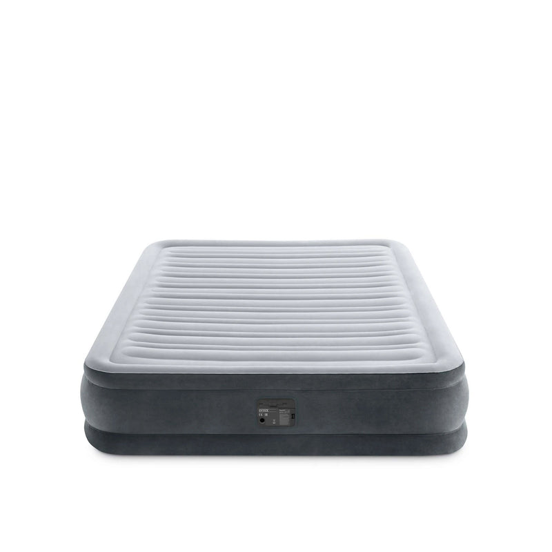 Intex Materasso Gonfiabile Dura-Beam Comfort Plush Piazza e Mezza con Pompa Elettrica Incorporata, PVC, Grigio, 137x191x33 cm