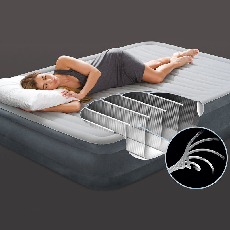 Intex Materasso Gonfiabile Dura-Beam Comfort Plush Piazza e Mezza con Pompa Elettrica Incorporata, 137x191x33