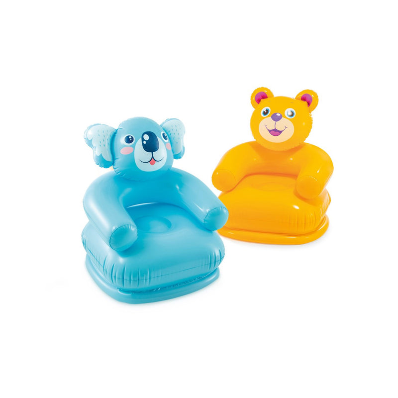 Intex Poltroncina Gonfiabile Animali Felici Assortiti, Vinile, Multicolore, 65x64x74 cm