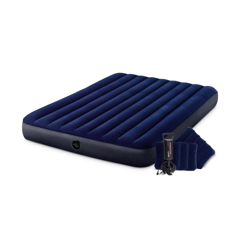 Intex Materasso Downy Matrimoniale, due cuscini e pompa manuale, 152x203x25 cm