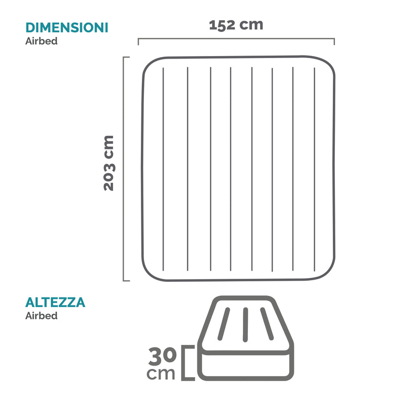 Intex Materasso Gonfiabile Dura-Beam Prestige Mid-Rise Matrimoniale, con Pompa USB incorporata, 152x203x30 cm