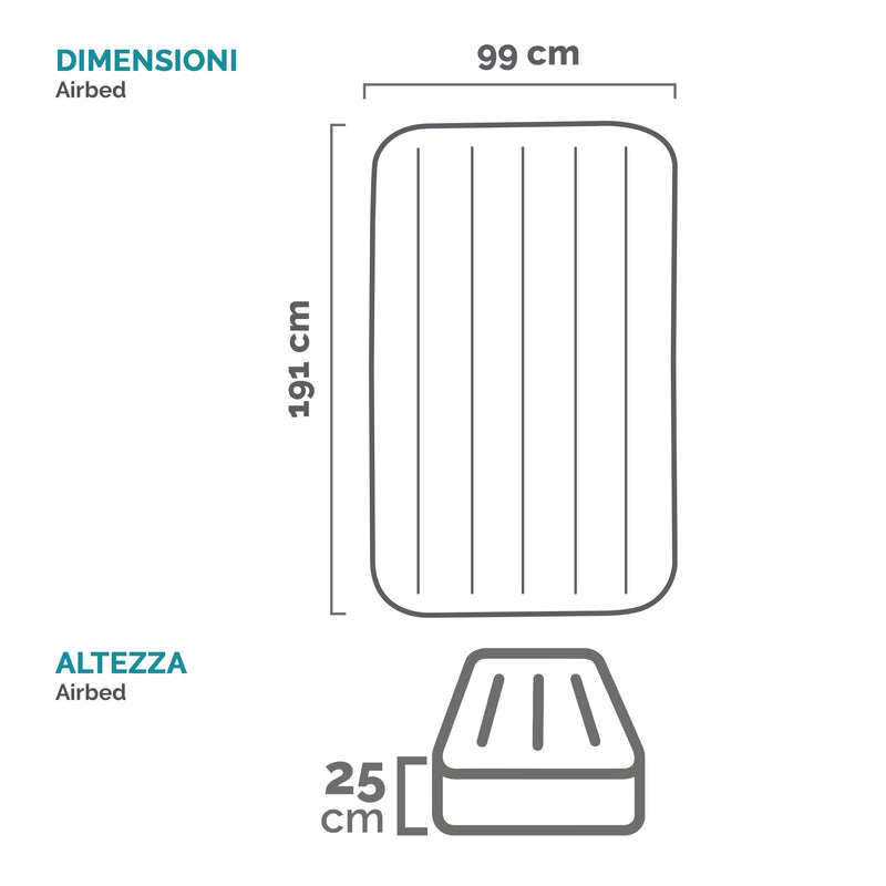 Intex Materasso Gonfiabile Prestige Downy Singolo con Pompa a Batteria, 99x191x25 cm