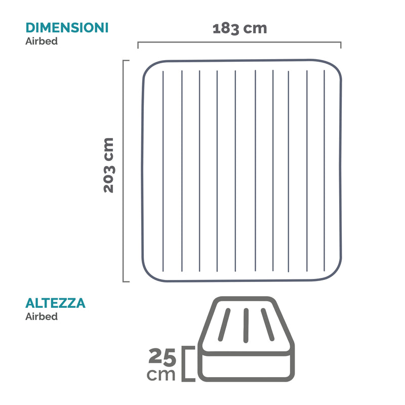 Intex Materasso Gonfiabile Dura-Beam Pillow Rest Classic Matrimoniale King, 183x203x25 cm