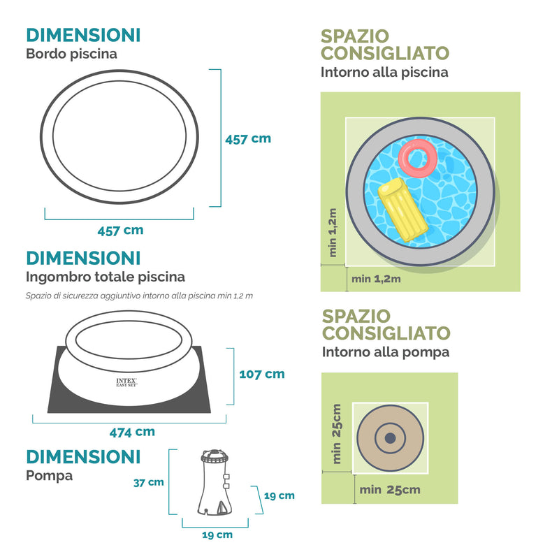 Intex Piscina Easy Set rotonda con Pompa Filtro, 457x107 cm