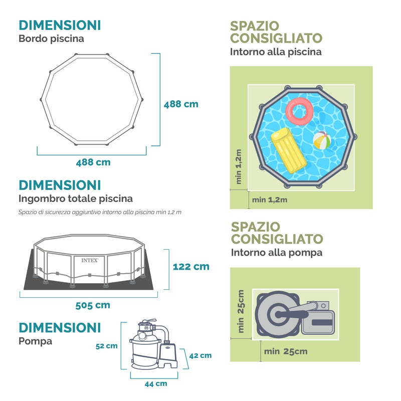Intex Piscina Ultra XTR Frame rotonda con Pompa Filtro, Scaletta e Teli, 488x122 cm